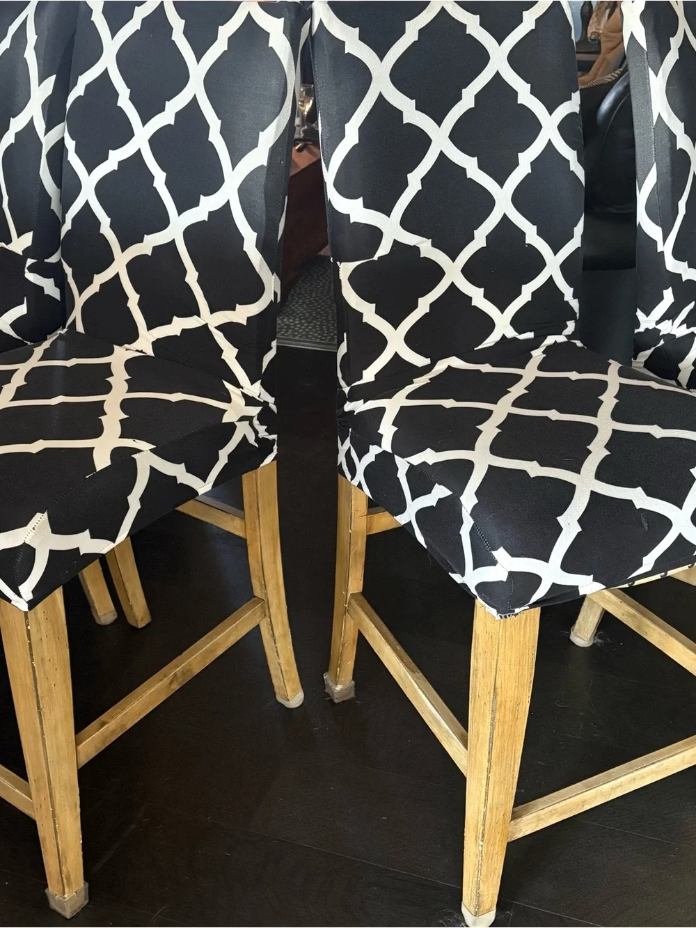 Geometric Black and White Stretch Chair Slipcovers - Set of 4